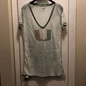 Woman’s Miami Hurricanes V-Neck burnout shirt